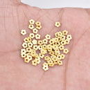 Gold Plated Heishi Flower Flat Disc Spacer Beads - 4mm