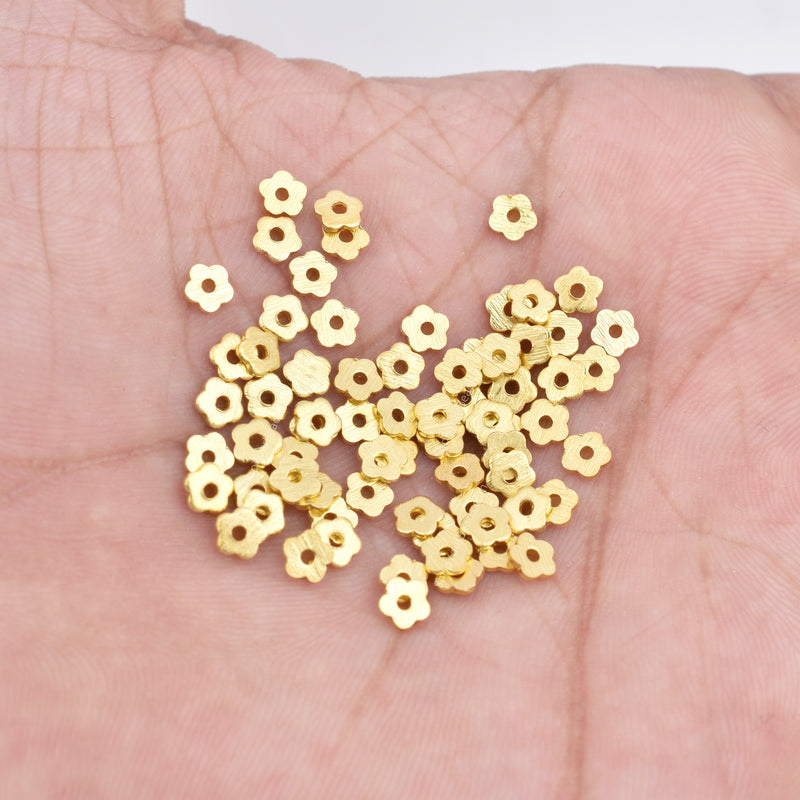 Gold Plated Heishi Flower Flat Disc Spacer Beads - 4mm