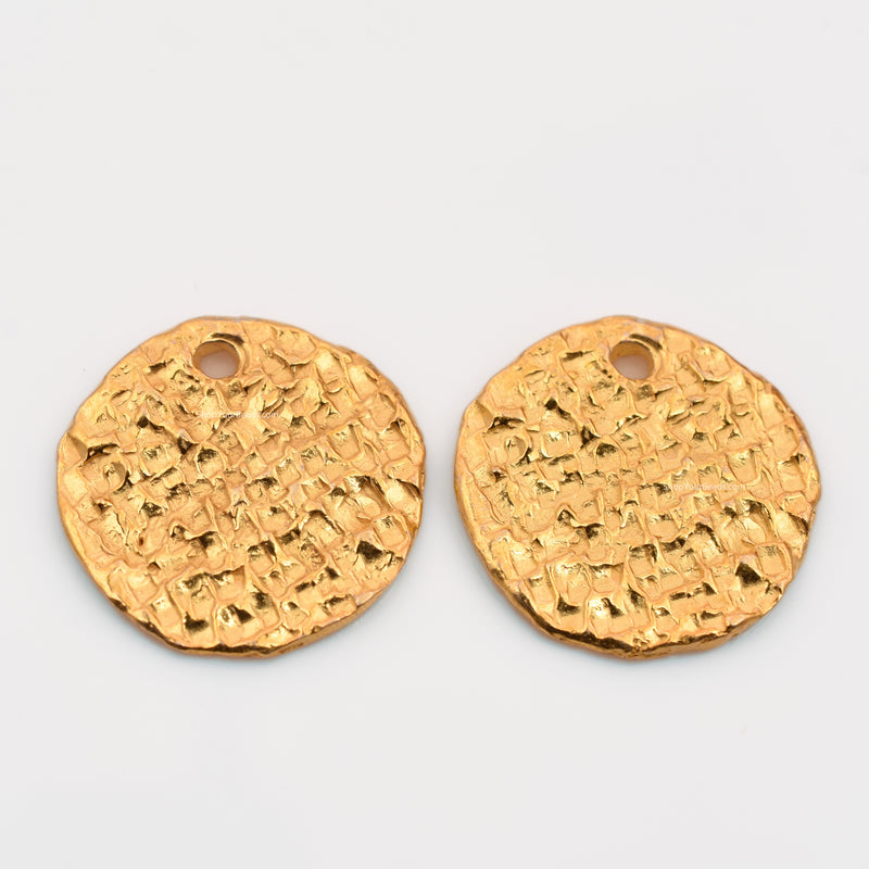 Gold Plated Hammered Flat Disc Charms