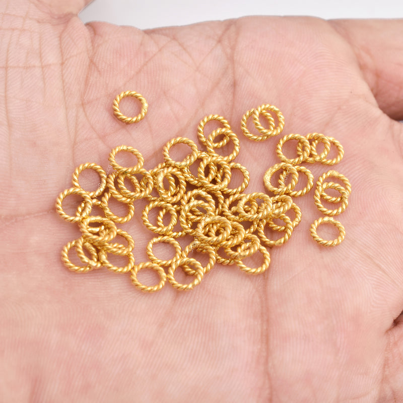 6mm Gold Plated 17 AWG Twisted Wire Closed Jump Rings
