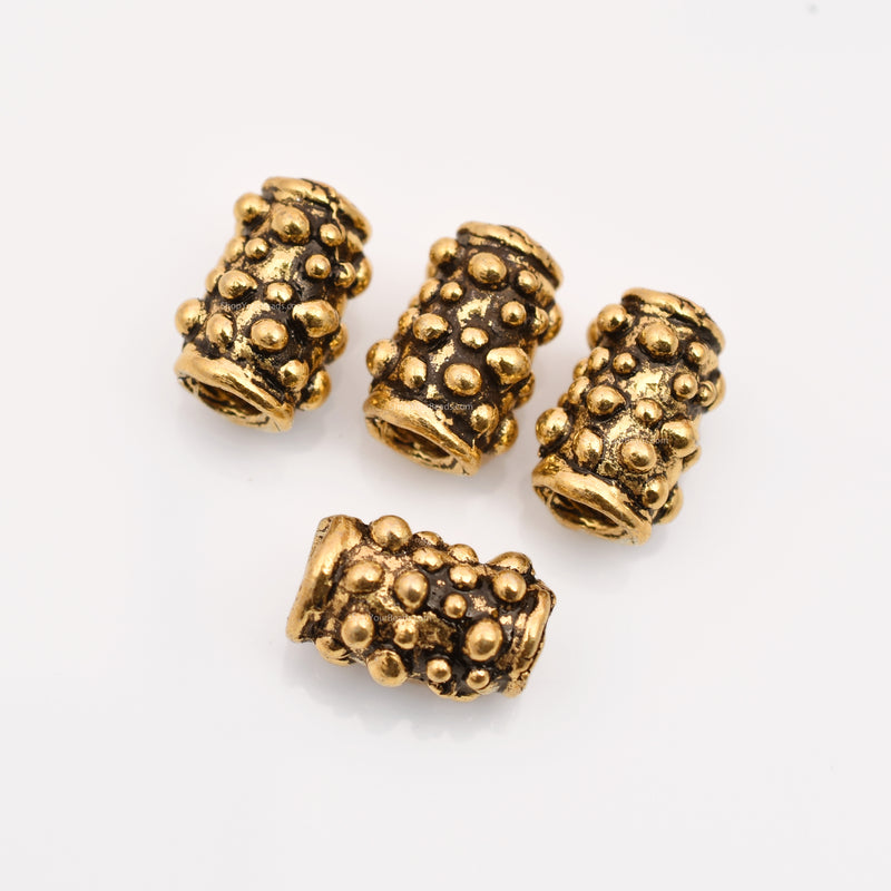 Antique Gold Plated Cylinder Tube Bali Beads - 10x6mm