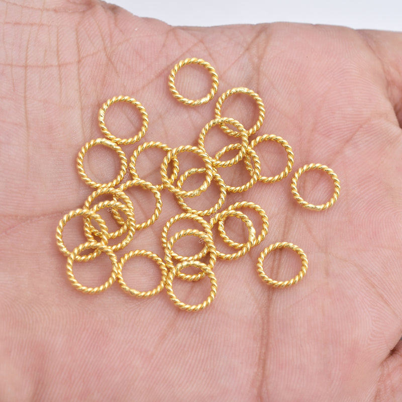 9mm Gold Plated 17 AWG Twisted Wire Closed Jump Rings