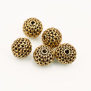 11mm Antique Gold Plated Bali Spacer Ball Beads