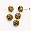 11mm Antique Gold Plated Bali Spacer Ball Beads