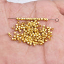 Gold Plated 2.5mm Faceted Diamond Cut Beads, Spacers for Jewelry