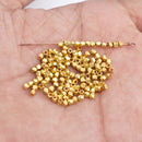 Gold Plated 2.5mm Faceted Diamond Cut Beads, Spacers for Jewelry