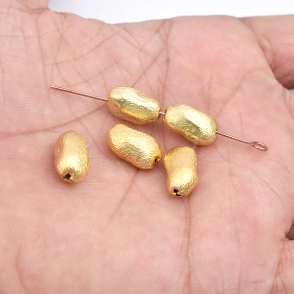 Gold Plated Nugget Bean Spacer Beads - 14mm