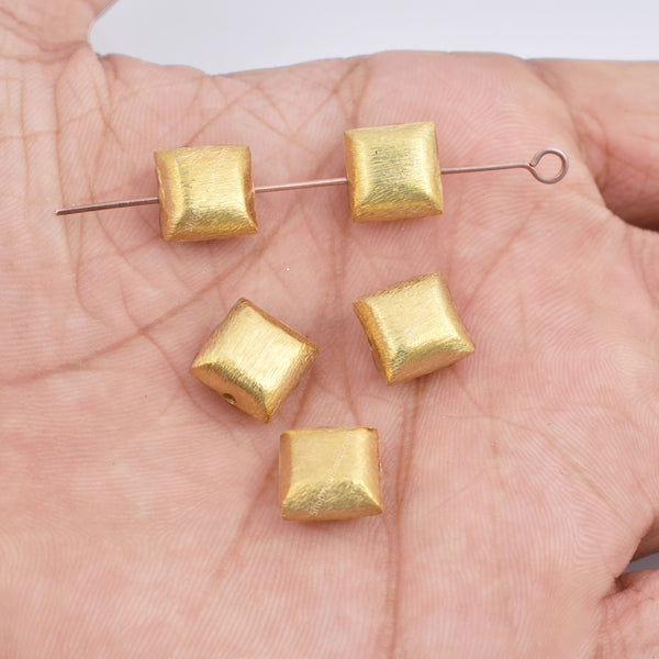Gold Plated 10mm Square Cushion Spacer Beads