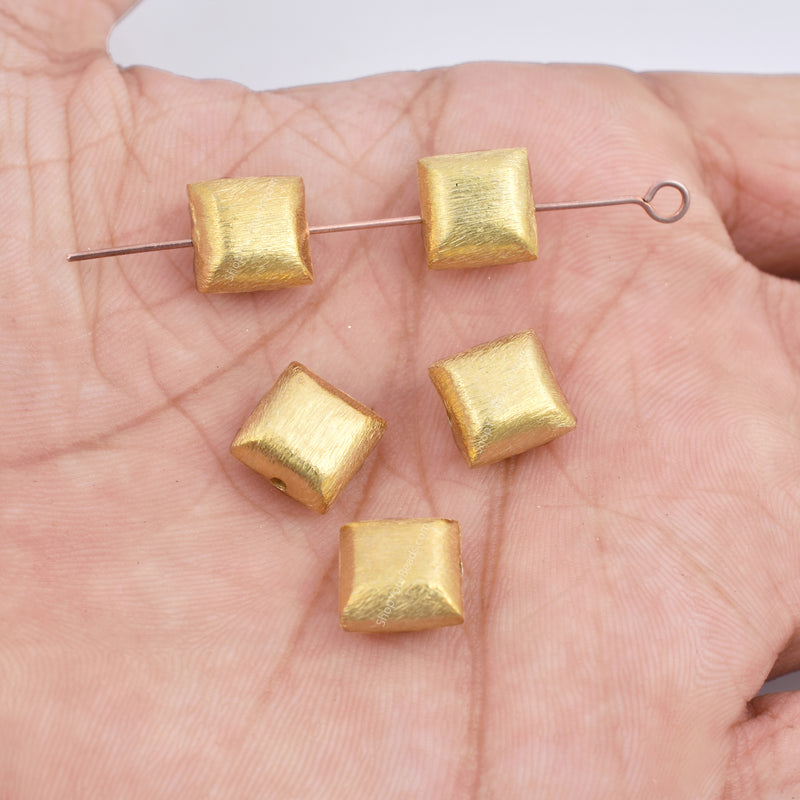 Gold Plated 10mm Square Cushion Spacer Beads