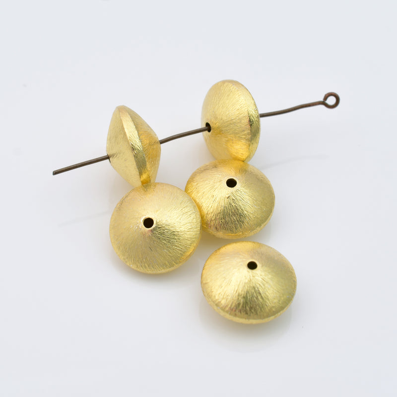 Gold Plated 14mm Bi-cone Saucer Spacer Beads