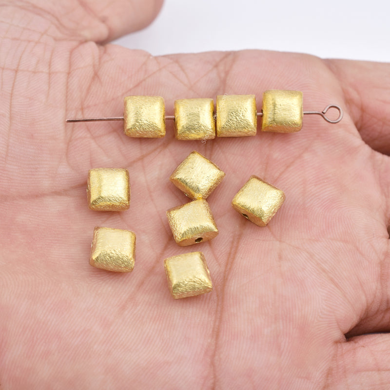Gold Plated 8mm Square Cushion Spacer Beads