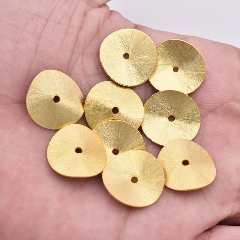 Gold Plated Wavy Disc Spacer Beads - 18mm