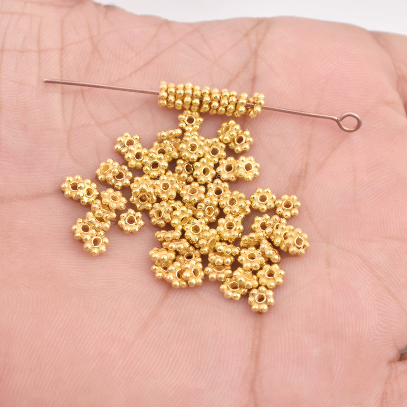 4mm Gold Plated Daisy Heishi Spacer Beads