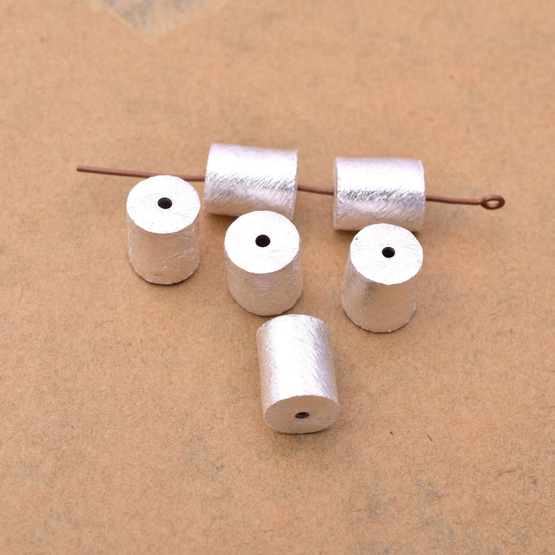 Silver Brushed Barrel Cylinder Spacers Drum Beads For Jewelry Makings 