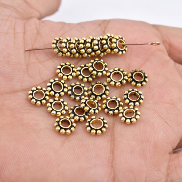 8mm Antique Gold Plated Daisy Heishi Spacer Beads