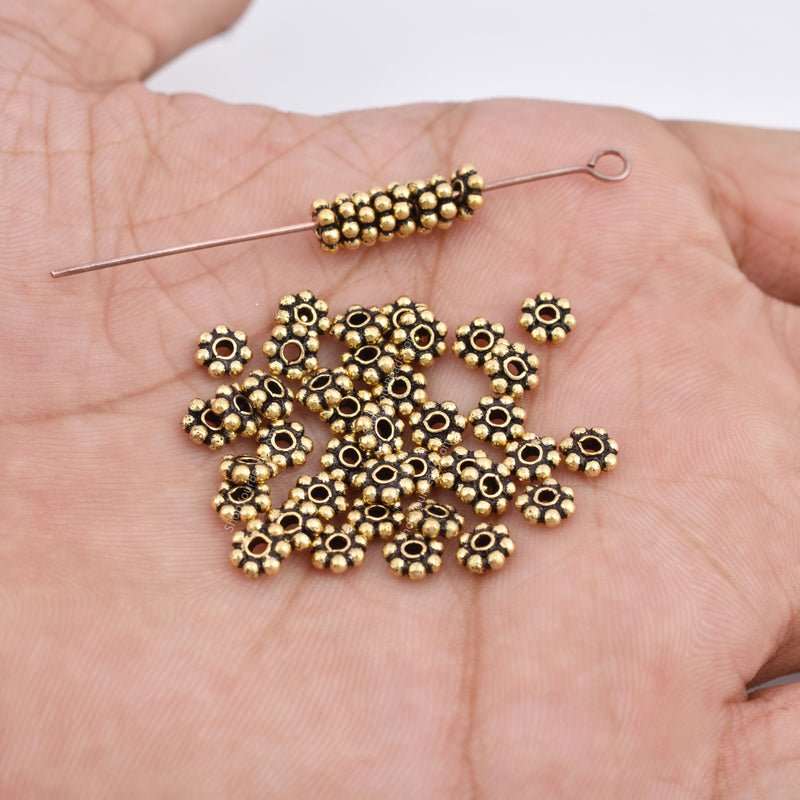 5mm Antique Gold Plated Daisy Heishi Spacer Beads