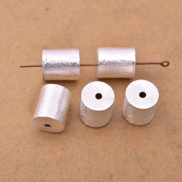 Silver Brushed Barrel Cylinder Spacers Beads For Jewelry Makings 