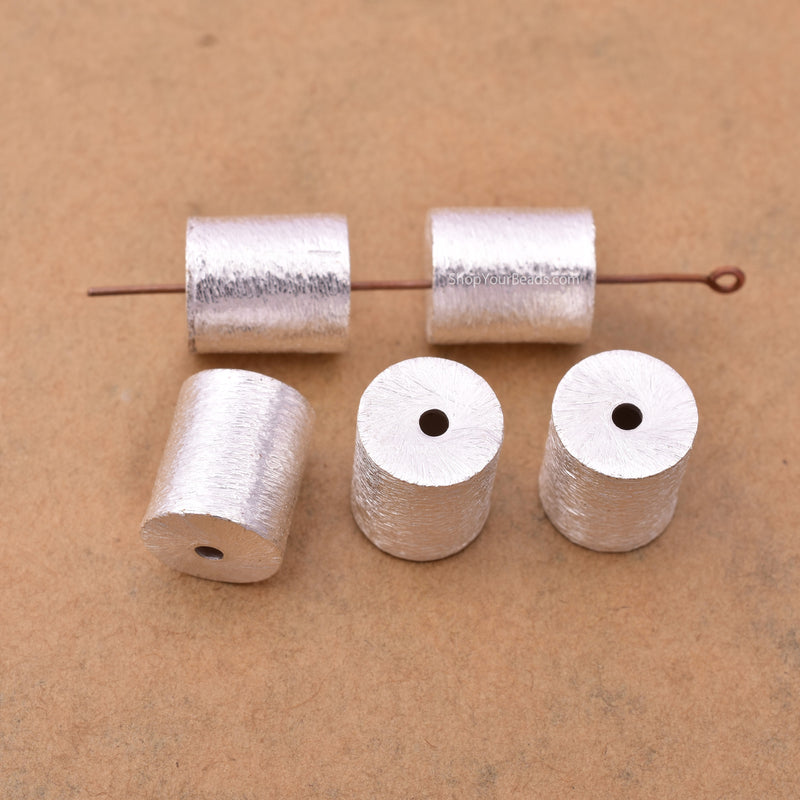 Silver Brushed Barrel Cylinder Spacers Beads For Jewelry Makings 