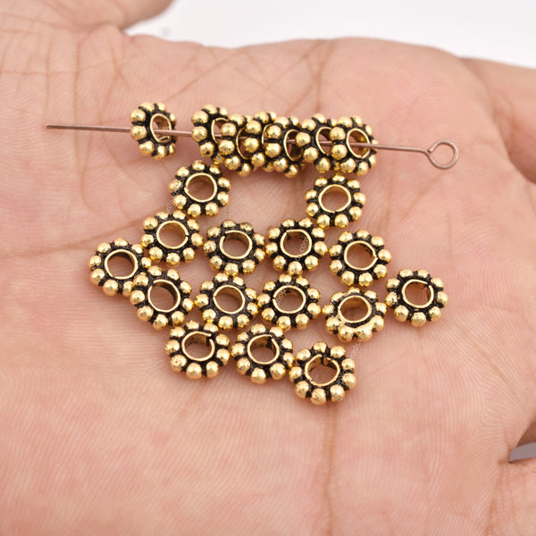 8mm Antique Gold Plated Daisy Heishi Spacer Beads
