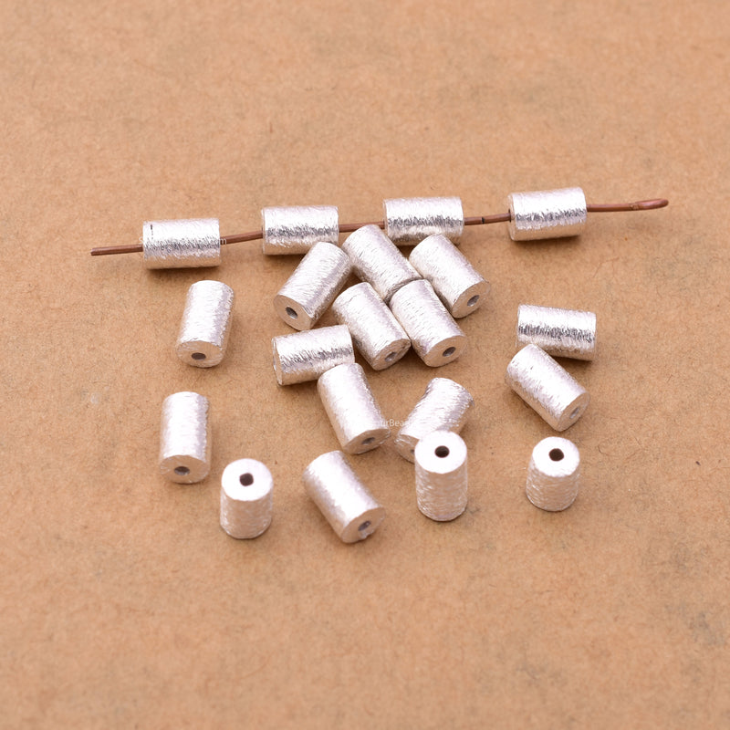Silver Barrel Cylinder Drum Beads Spacers For Jewelry Makings 
