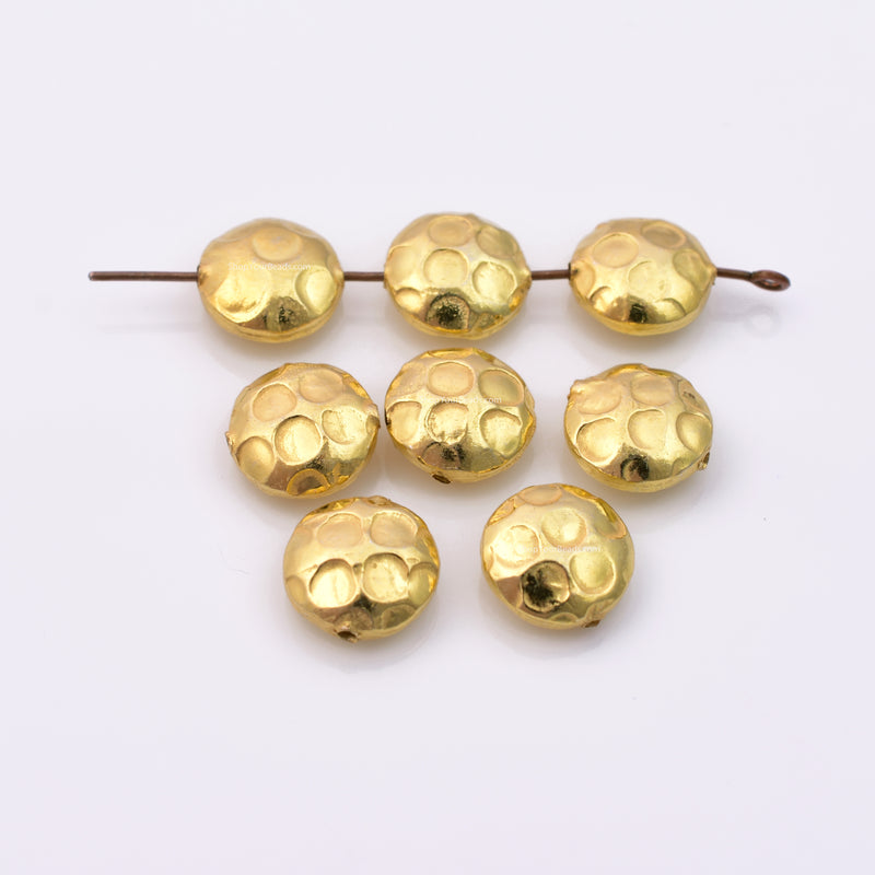 Gold Hammered Saucer Spacer Beads For Jewelry Makings 
