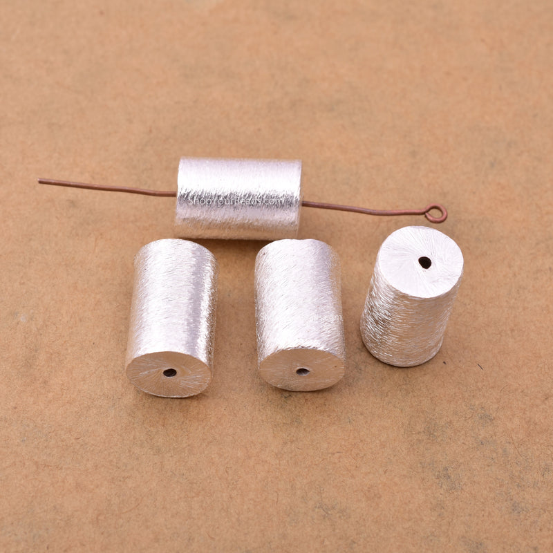 Silver Barrel Cylinder Drum Beads Spaces For Jewelry Makings 