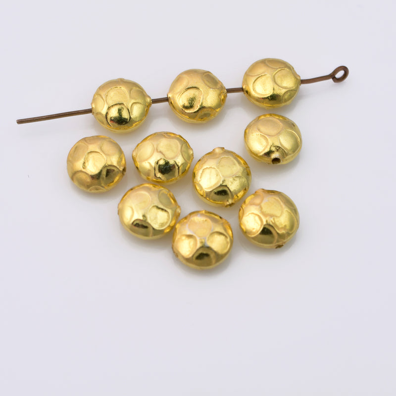 Gold Hammered Saucer Beads For Jewelry Makings 