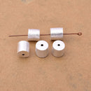 Silver Barrel Cylinder Drum Beads Spacers For Jewelry Makings 