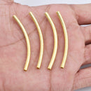 Gold Plated Curved Tube Pipe Beads - 50mm