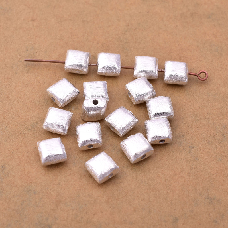 Silver Square Cushion Shape Spacer Beads For Jewelry Makings 