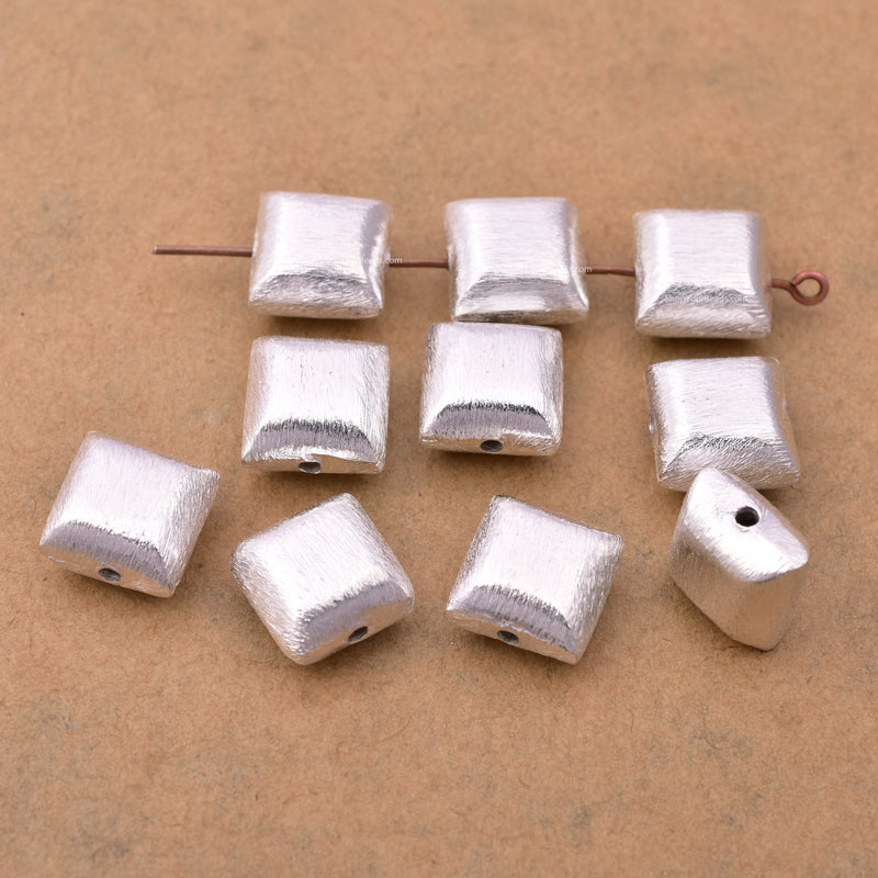 Silver Square Cushion Beads Spacers For Jewelry Makings 