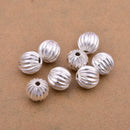 Silver Corrugated Ball Spacer Beads For Jewelry Makings 