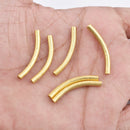 Gold Plated Curved Tube Pipe Beads - 30mm