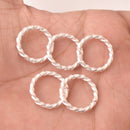 Silver Plated Saw Cut Twisted Wire Jump rings - 20mm