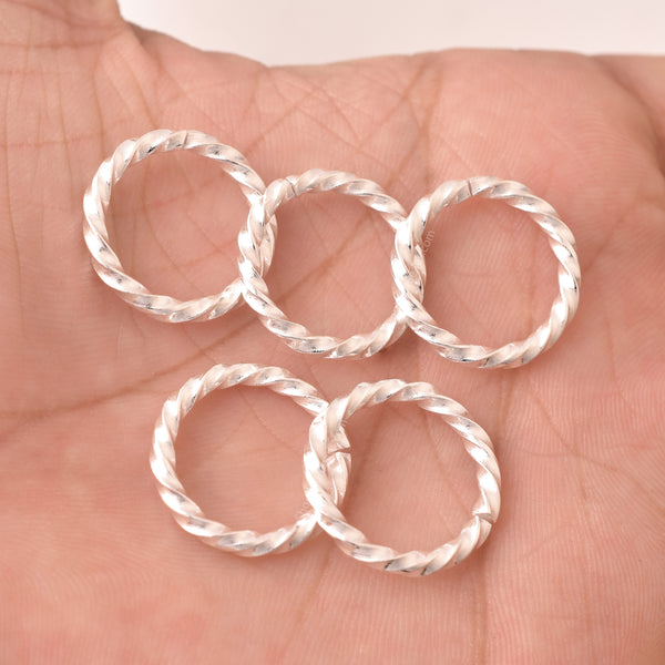 Silver Plated Saw Cut Twisted Wire Jump rings - 20mm