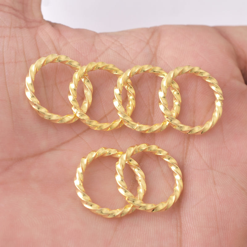 Gold Plated Closed Twisted Wire Jump Rings - 20mm