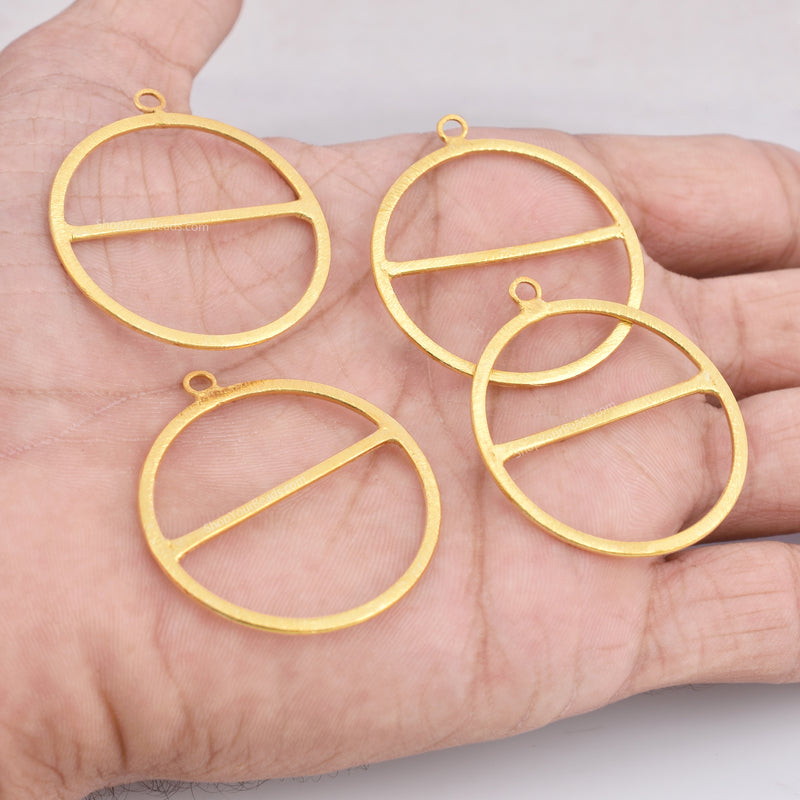 Gold Plated Round Earring Connector Charms