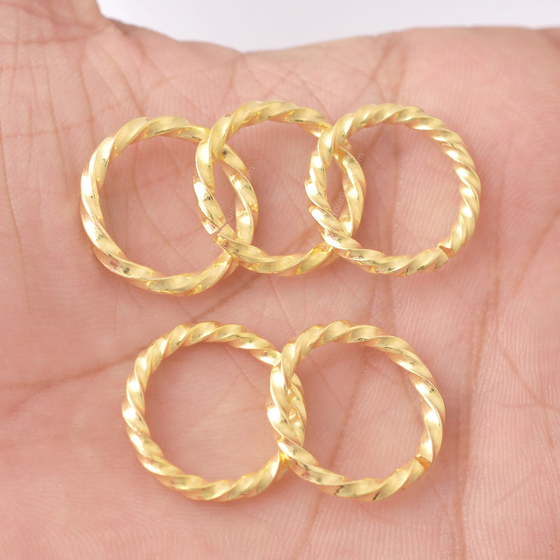Gold Plated Saw Cut Open Twisted Wire Jump Rings - 20mm