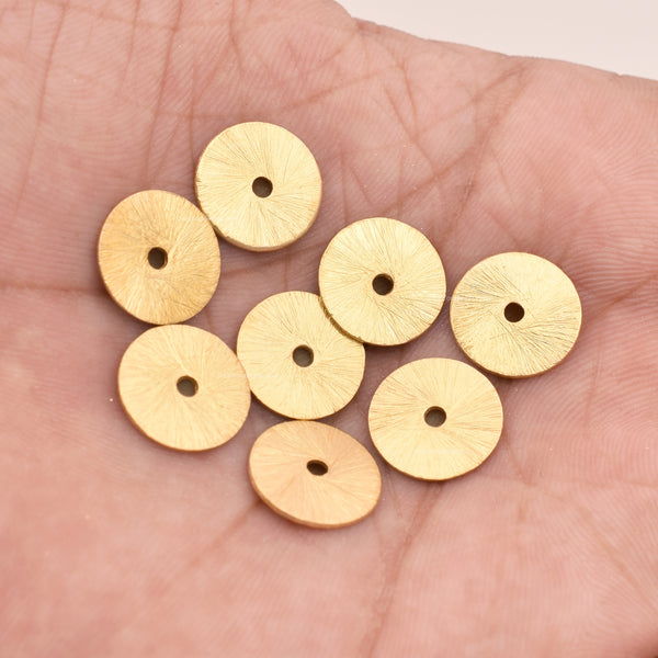 Gold Plated Heishi Flat Disc Spacer Beads - 12mm