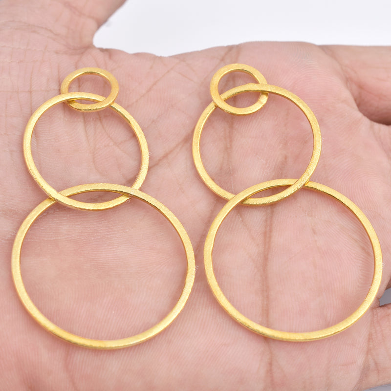 Gold Plated 3-Ring Geometrical Earring Connector