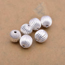 Silver Corrugated Ball Spacer Beads For Jewelry Makings 