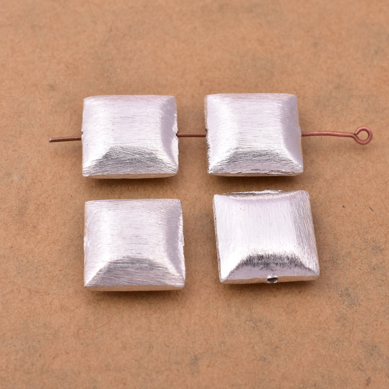 Silver Square Cushion Spacer Beads For Jewelry Makings 