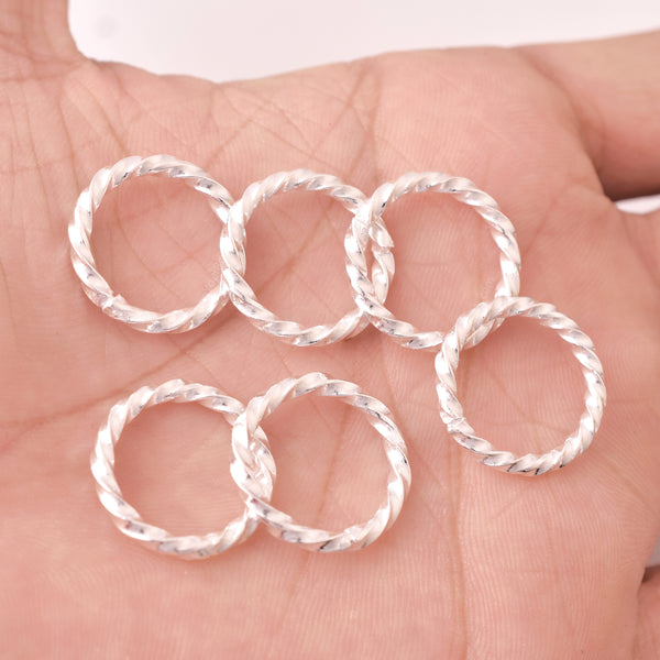 Silver Plated Closed Twisted Wire Jump Rings - 20mm