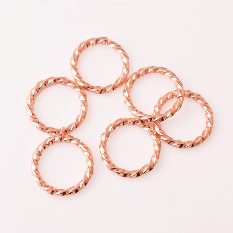 Copper Open Twisted Wire Jump Rings - 20mm