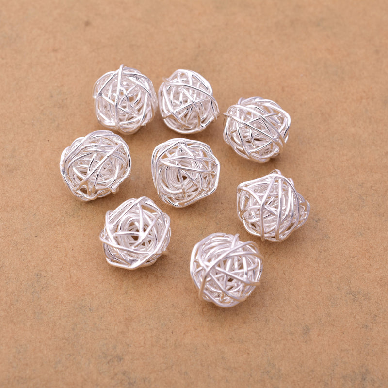 Silver Wire Ball Spacer Beads For Jewelry Makings 