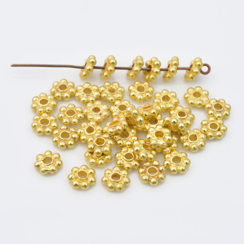 6mm Gold Daisy Spacer Beads For Jewelry Makings 