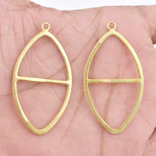 Gold Plated Marquise Earring Connector Charms