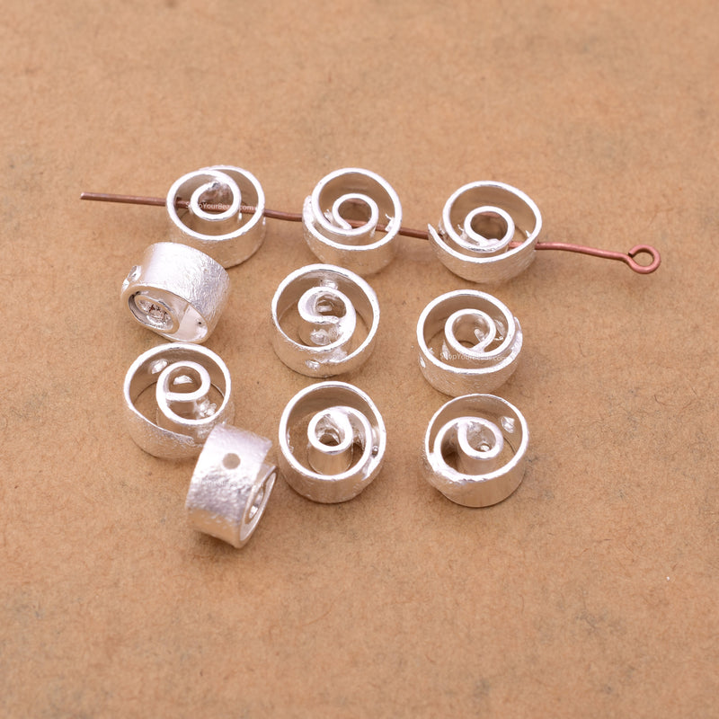 Silver Spiral Spacer Beads For Jewelry Makings 