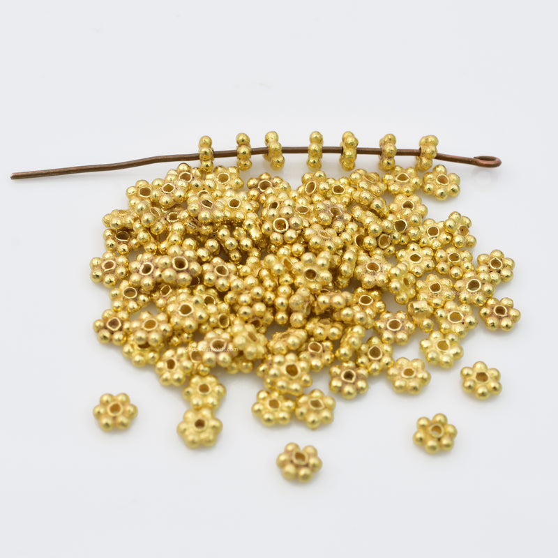 Gold Daisy Spacer Bead For Jewelry Makings 