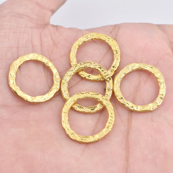 Gold Plated Hammered Washer Connector Ring Link Charms